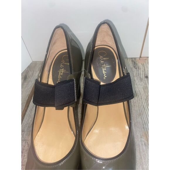 Cole Haan Patent Leather Mary Jane Pumps Women’s Size 9 Black Bow Strap High Hee - Picture 8 of 8